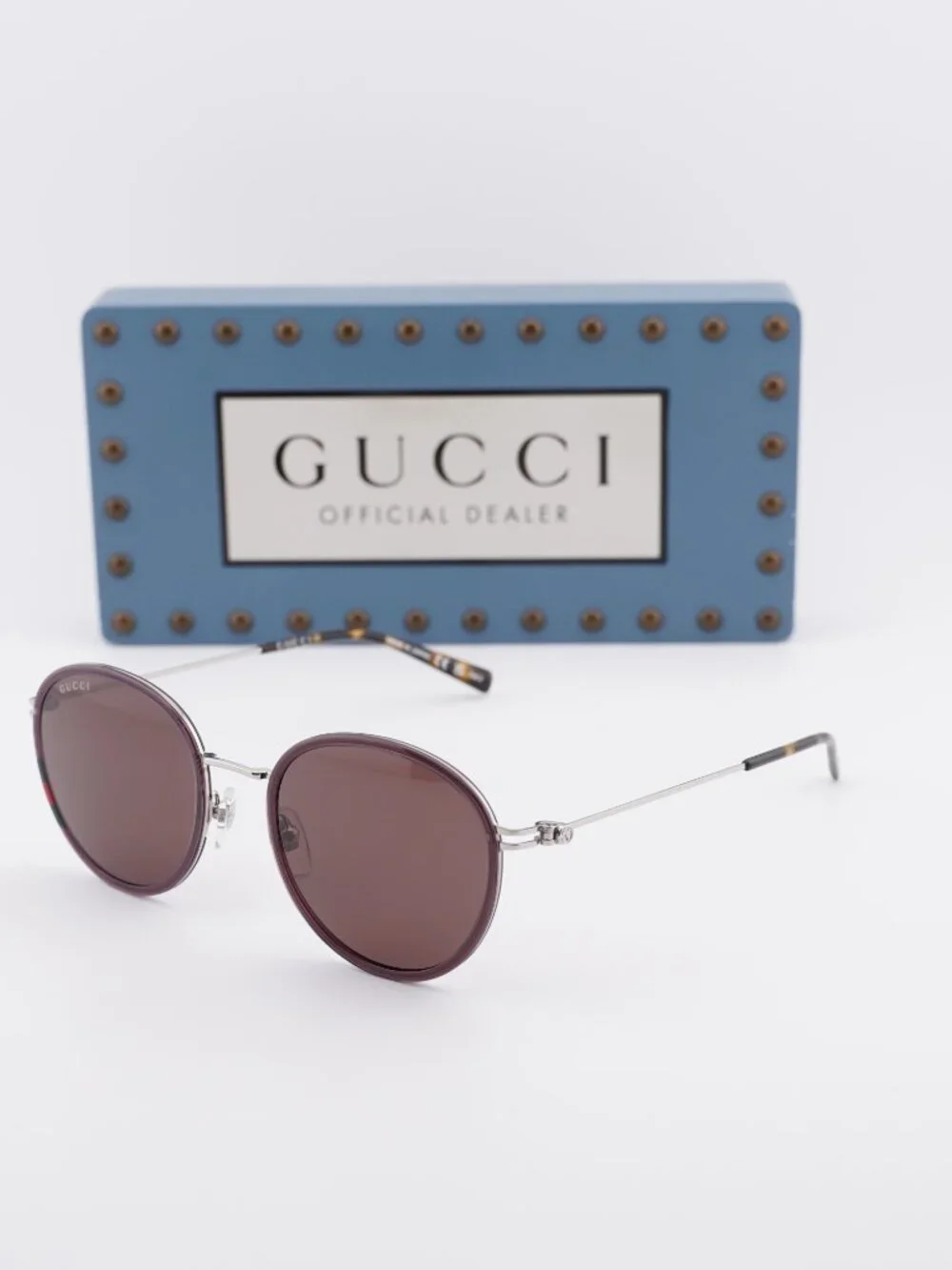Gucci GG1849S 004 Round Sunglasses - Brown/Silver / Brown